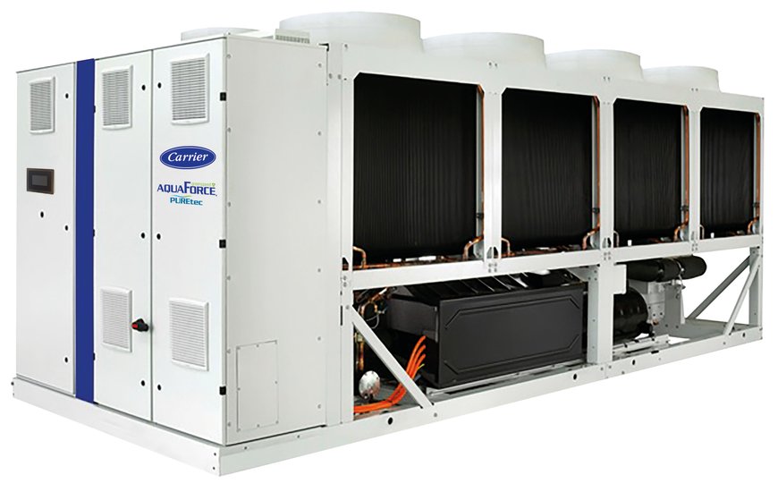 Carrier oferuje najbardziej efektywny śrubowy agregat chłodniczy o zmiennej prędkości, chłodzony powietrzem, dostępny obecnie w wersji HFO
